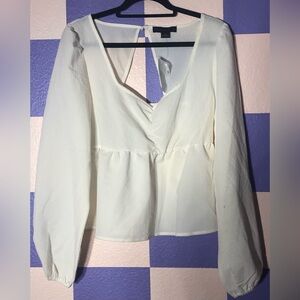 NWT Sanctuary Lightweight Long-Sleeve Romantic Blouse in Off-White - Size M